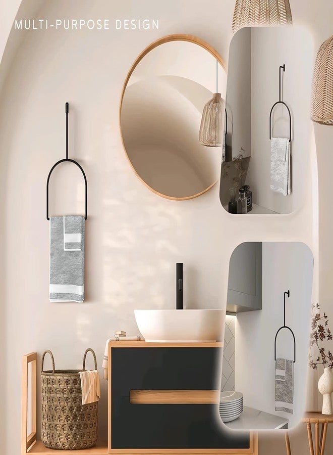 Yookeer حلقة مناشف، معدن أسود، تصميم مقوس، حامل مناشف في الحمام، علاقة مناشف لحوض الغسيل، علاقة مناشف للحمام تُعلق على الحائط، 7 × 16.5 بوصة، حامل مناشف يُثبت على الحائط للحمام (مجموعة من قطعة واحدة) - Image 3